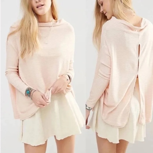FREE PEOPLE We The Free Lover Rib Thermal Top in Pink Size S - Picture 1 of 6